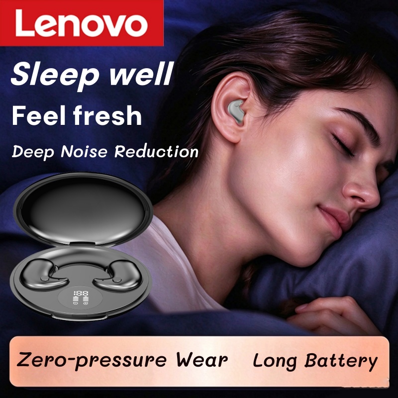 Phone Accessories Amazon - หูฟังบลูทูธไร้สาย Lenovo Invisible Sleep พร้อมไมโครโฟน กันน้ำระดับ
